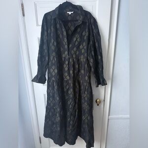 Chicos black maxi dress with gold threading